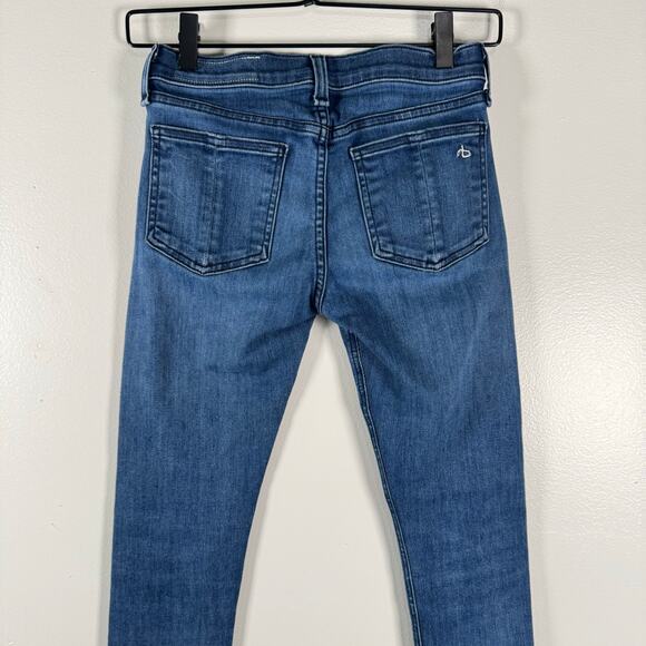 Rag & Bone Women's Blue Raw Hem Stretch Ankle Low Rise Skinny Jeans Size 24 - Picture 5 of 10